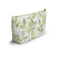 Cherry Plum Leaves Accessory Pouch w T-bottom in Green